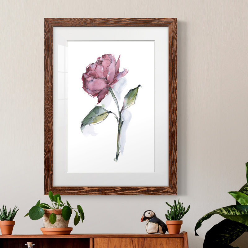 Watercolor Floral Contour III Premium encadré mat - prêt à être accroché, H 32 po x l 23 po x P 1 po, Érable