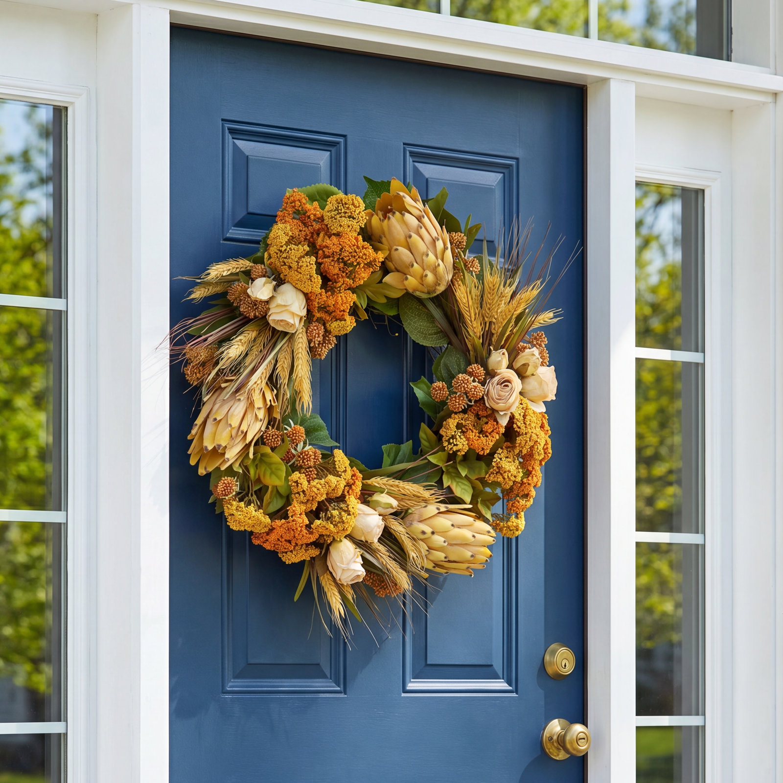 Alma 23" Wreath, Beige/Orange