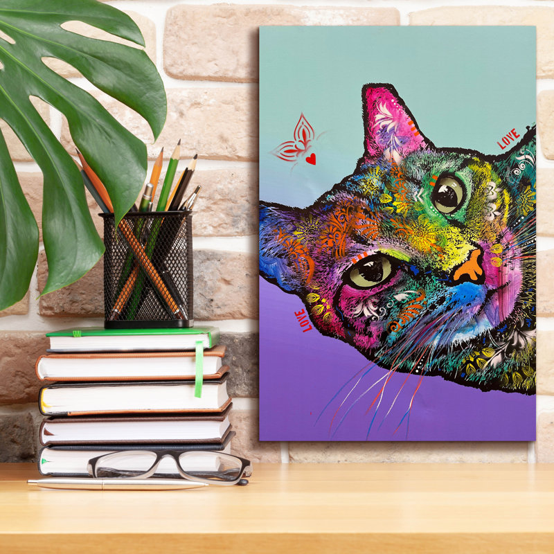 «Cute Cat» par Dean Russo, art mural sur toile, H 18 po x l 12 po x P 0,75 po