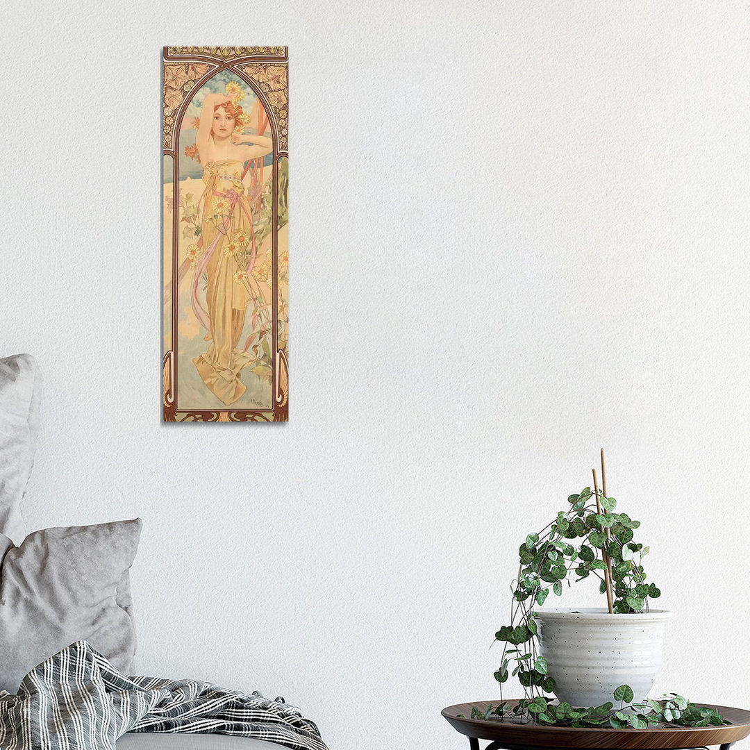 The Times Of The Day: Brightness Of Day, 1899 by Alphonse Mucha - Wrapped Canvas Painting