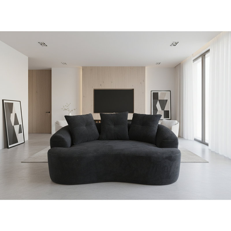 65.35" Curved Loveseat Sofa with Pocket Spring Cushions for Soft Seating, Black