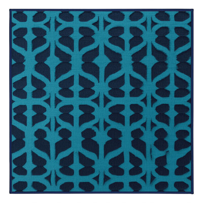 Machine Washable Trellis Blue Area Rug