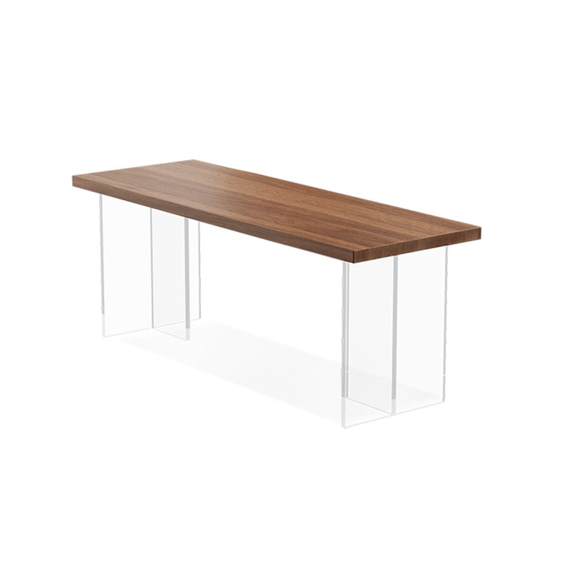 Tan+Clear Rectangular Solid Wood+Acrylic desks, 29.53" H x 62.99" W x 31.5" D