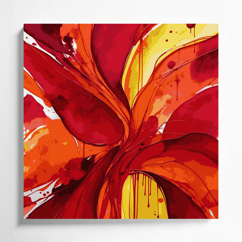 Art abstrait sur toile, aquarelle abstraite rouge, H 32 po x l 32 po