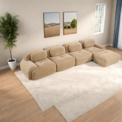 Spacious L-shaped Corduroy Sofas, Modern Comfort For Living Rooms