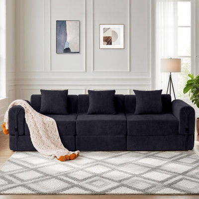 3-seater Boneless Convertible Folding Sofa Bed With Storage Pocket & Modular Design