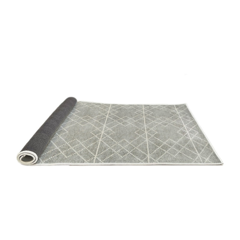 Tapis contemporain gris, Rond 5 pi