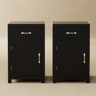 2 Pieces Tall Side Table,nightstand with Storage by Red Barrel Studio