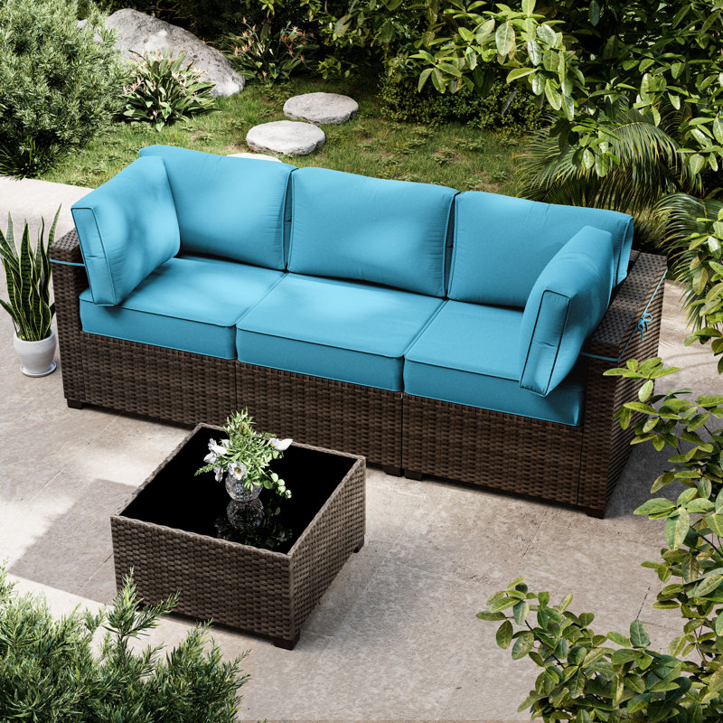 8 Pcs Outdoor Cushion Slipcovers All-Weather Patio Cushion Covers For Outdoor Furniture, Covers Only, Aqua Blue