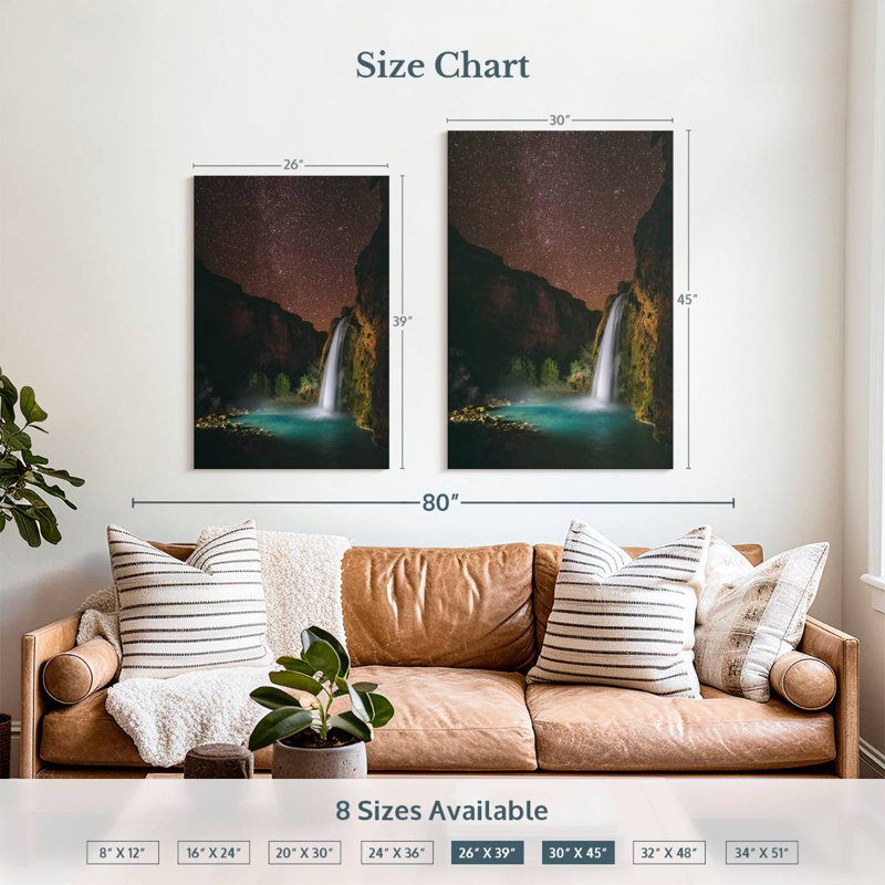 Alvord Waterfall At Night, 39" H x 26" W