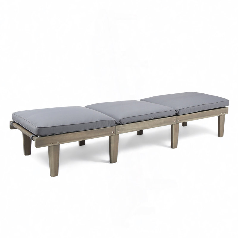 WOOD CHAISE LOUNGE W/ CUSHION, Gris, Gris