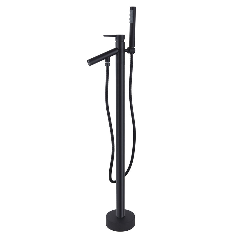 Robinet de baignoire autoportant à poignée simple avec douchette à main Topcraft, Noir mat