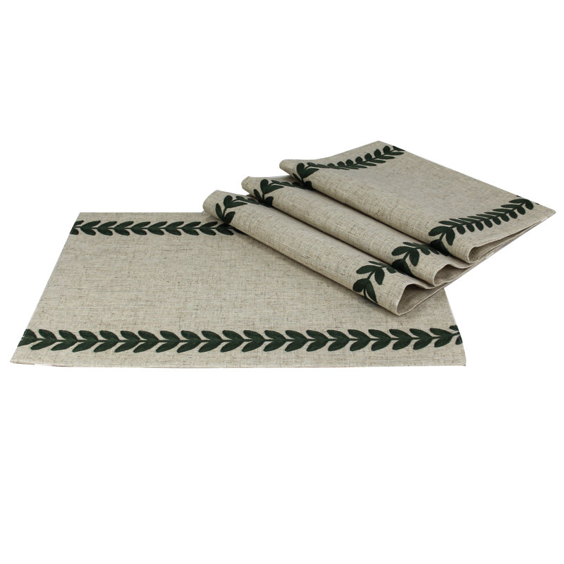 Ensemble de napperons brodés 14 par 20 pouces Shinobi, ensemble de 4, Vert pin
