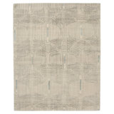 Retro Trace Abstract Area Rug in Gray/Silver/White