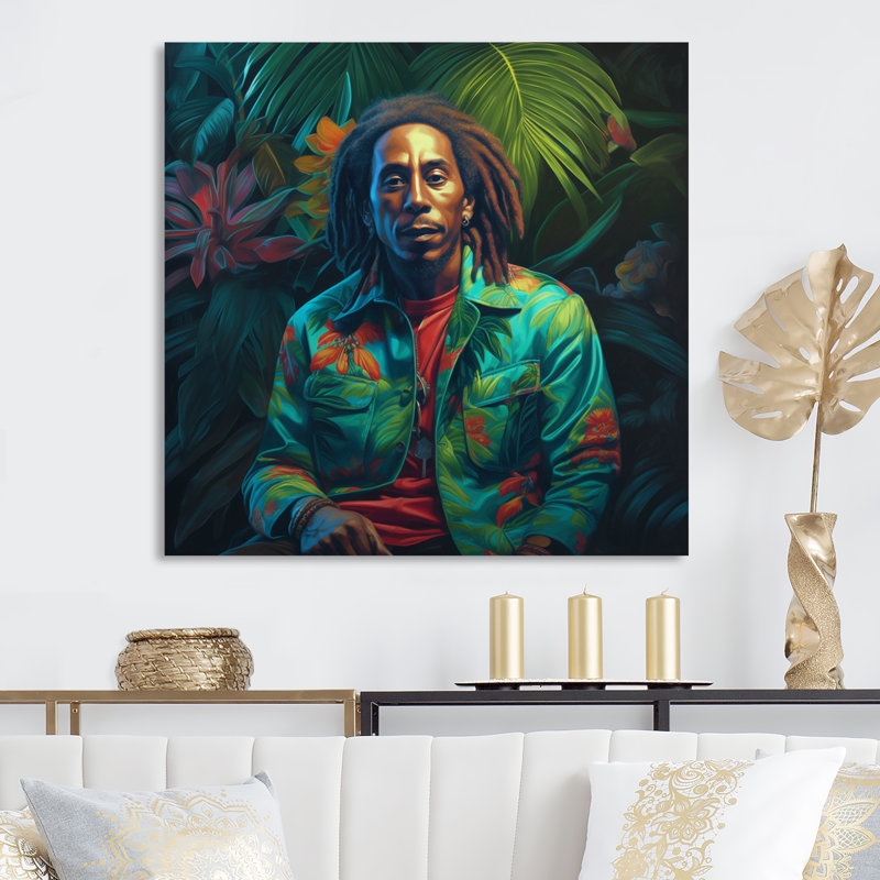 Cris Bob Marley Miami Vibes - impression sans cadre sur métal, H 16 po x l 16 po x P 1 po