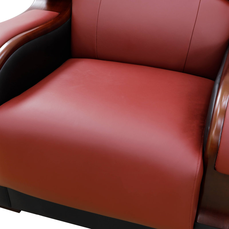 Nerisa 38" Living Room Accent Chair, Red Genuine Leather