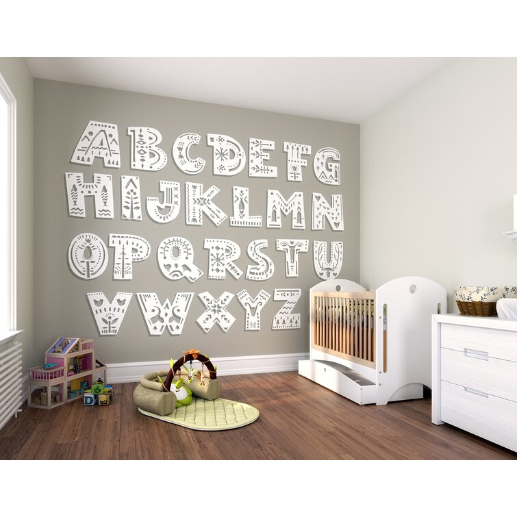 Fakenham Patterned Alphabet 7.8' L x 118 W 6-Panel Wall Mural Isabelle & Max