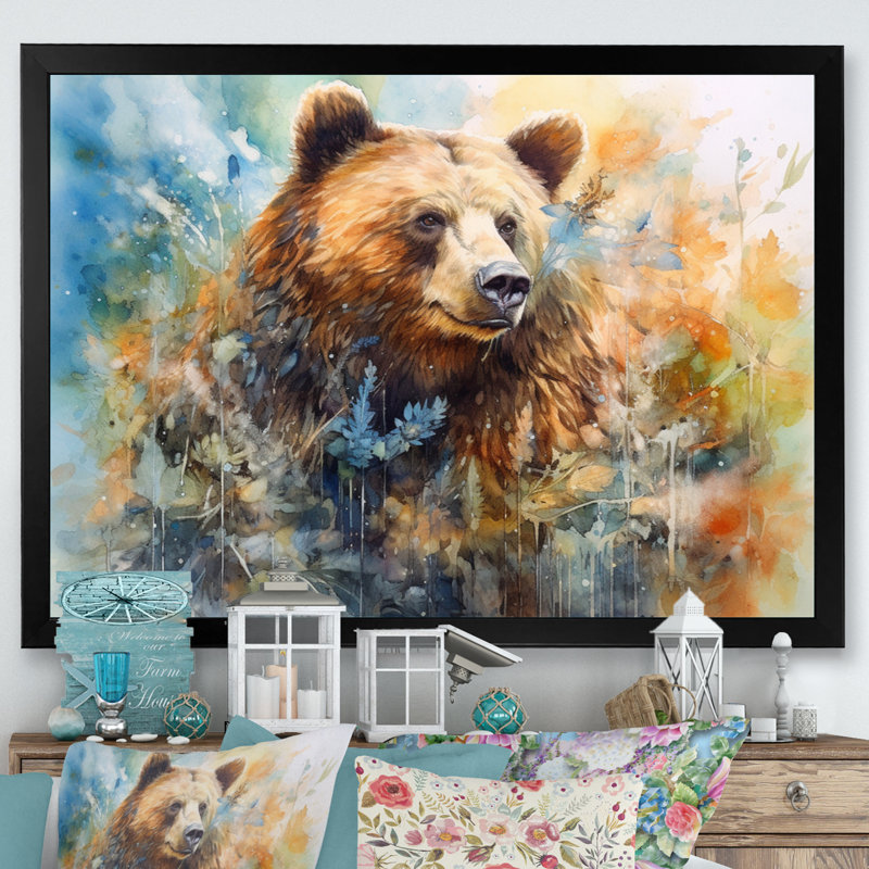 Majestic Grizzly II sur toile, H 12 po x l 20 po x P 1 po, Cadre photo noir