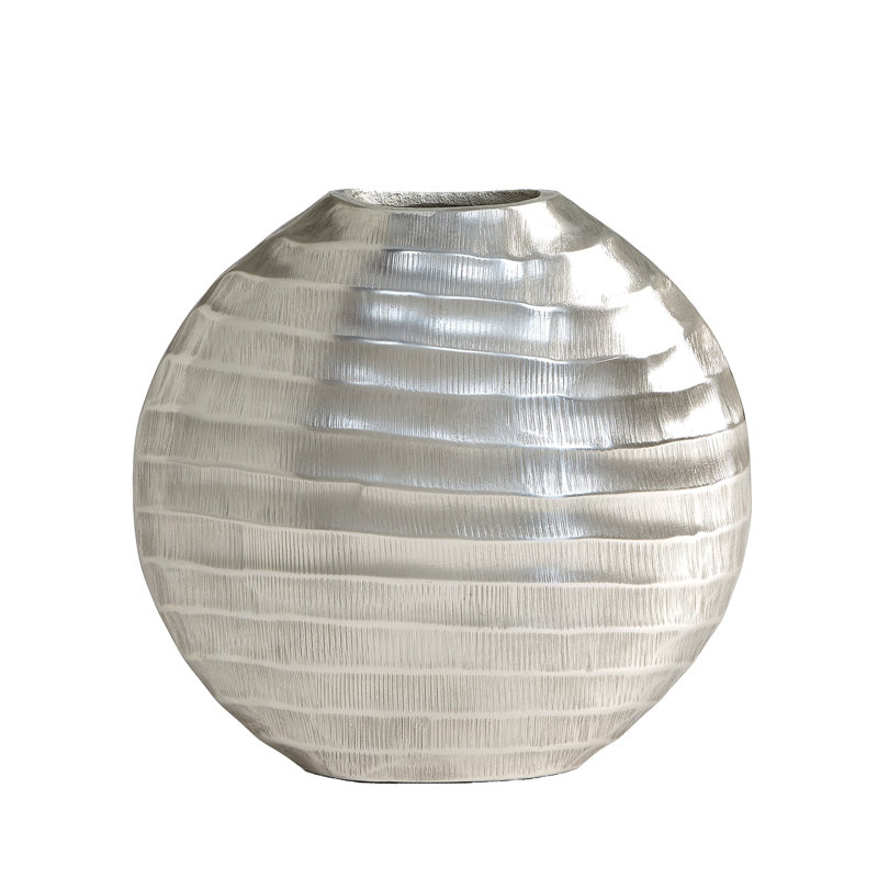 Aluminum Table Vase, 11" H x 11.75" W x 3.25" D, Antique Nickel