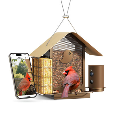 Birdfy Smart Bird Feeder Metal V, 1080P HD Birdwatching, 60FPS Slow-Motion, Full-Colour Night Vision, Sturdy Metal Feeder, 7-Day Free AI Trial