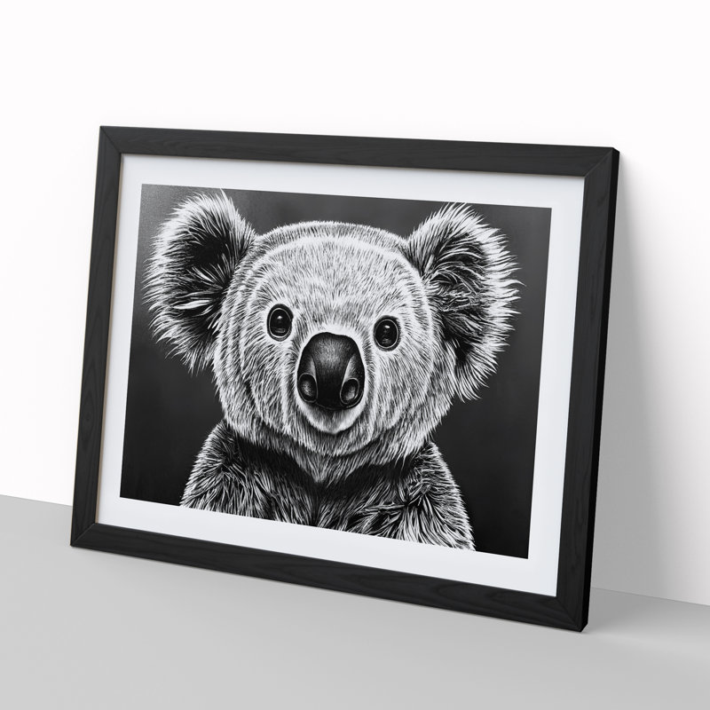 Monochrome Koala Bear Vol.2 - Framed Print, Black Framed, 34cm H x 46cm W x 2cm D