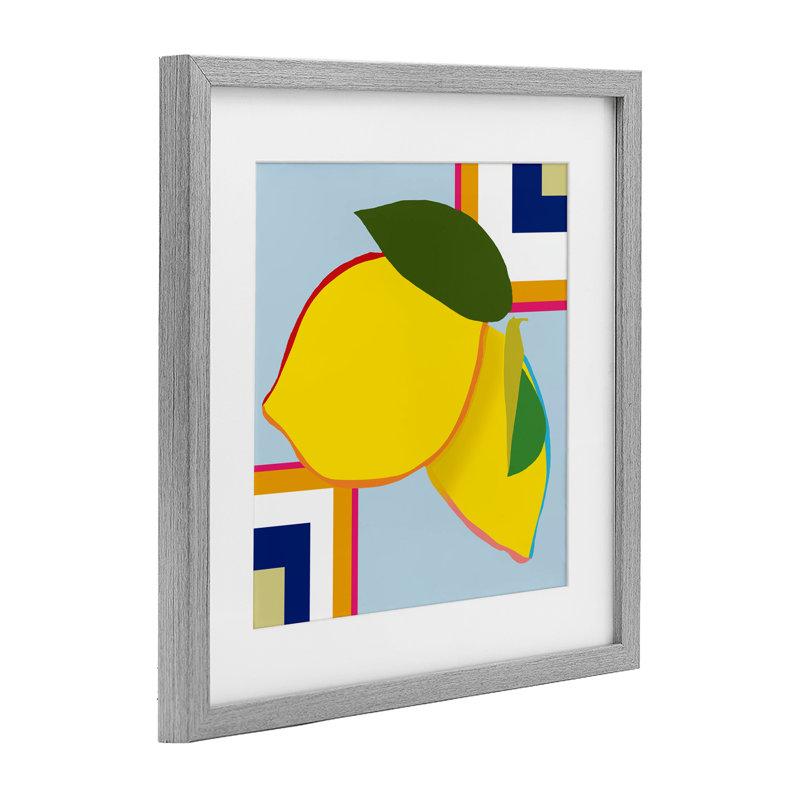 «Geometric Lemon Fruit», reproduction encadrée sous verre, design par Daniela Santiago, H 13 po x l 13 po