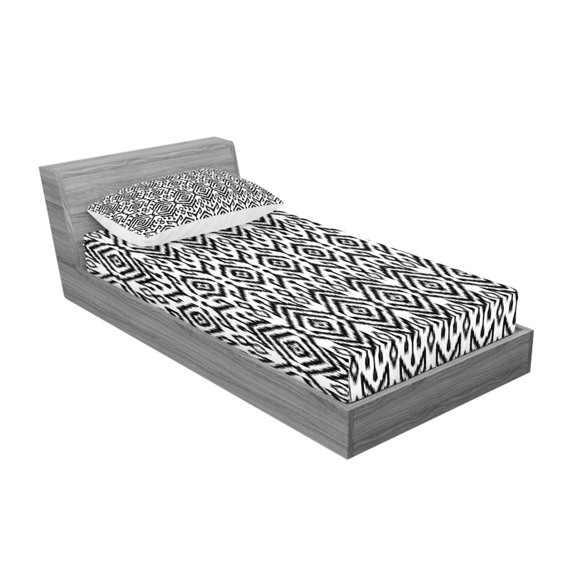 Ensemble de draps et taies décoratives de style bohémien Ambesonne, blanc et gris anthracite