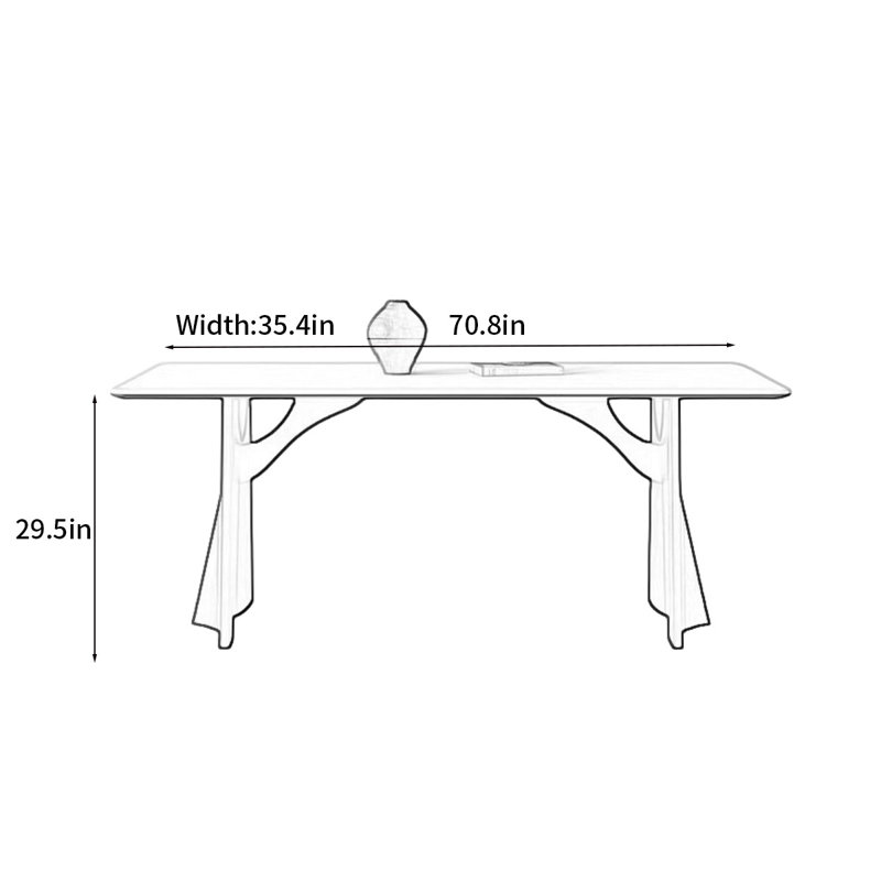 Table de salle à manger Minimalist, H 29,5 po x L 70,8 po x l 35,4 po