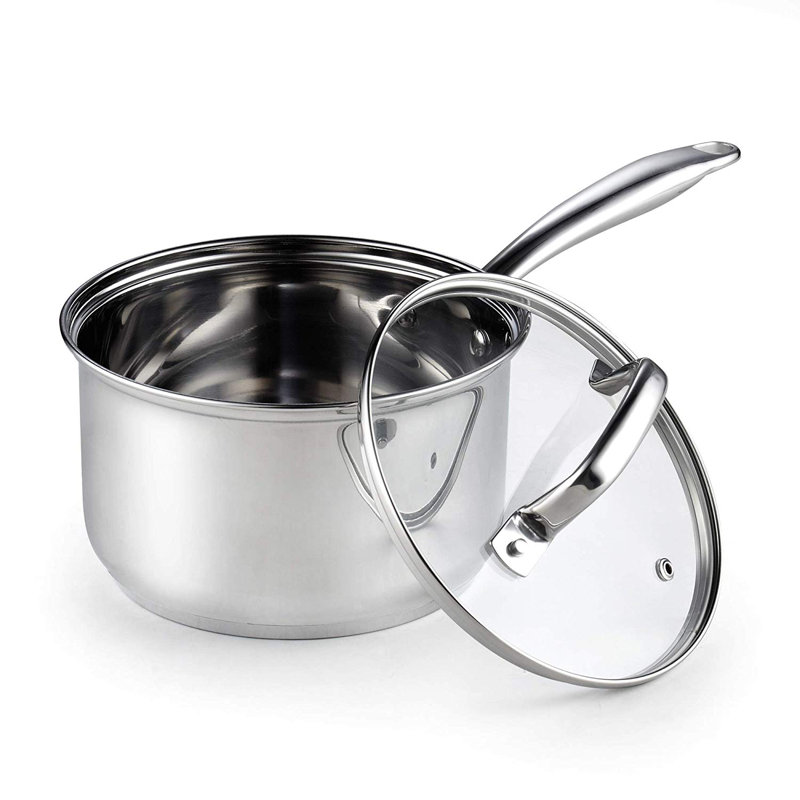 2-Quart Stainless Steel Saucepan with Glass Lid