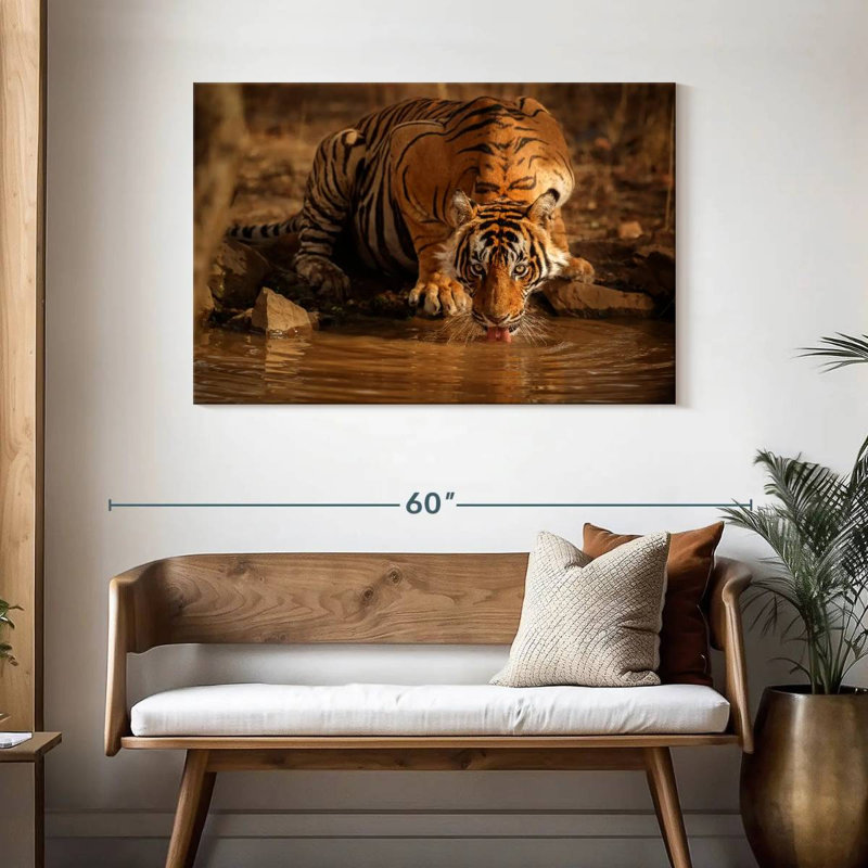 Brampt Drinking Wild Tiger, 30" H x 45" W