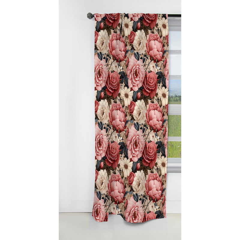 Antique Pink Flower Garden Beauty I - Rideau damassé - Rideau occultant occultant - 1 panneaux, L 52 po x L 120 po