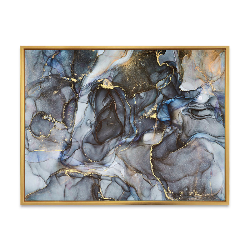 Art or noir infusé noir II - reproduction sur toile, Cadre flottant doré, H 30 po x l 40 po