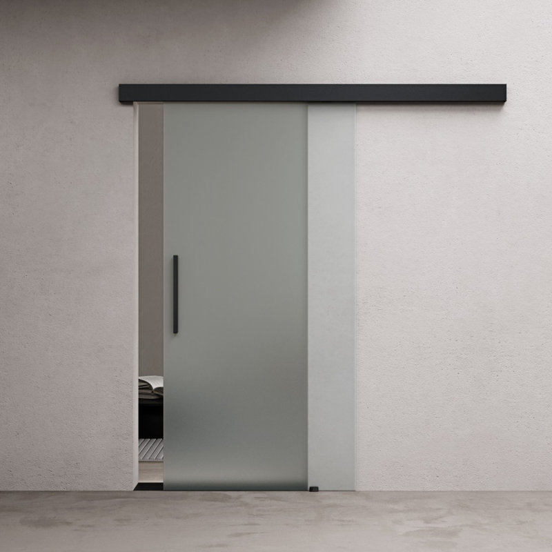 Durovin 1025mm internal Sliding Glass Door Fully Frosted - Black Bar Handle with Soft Close Rail, 900mm x 2050mm