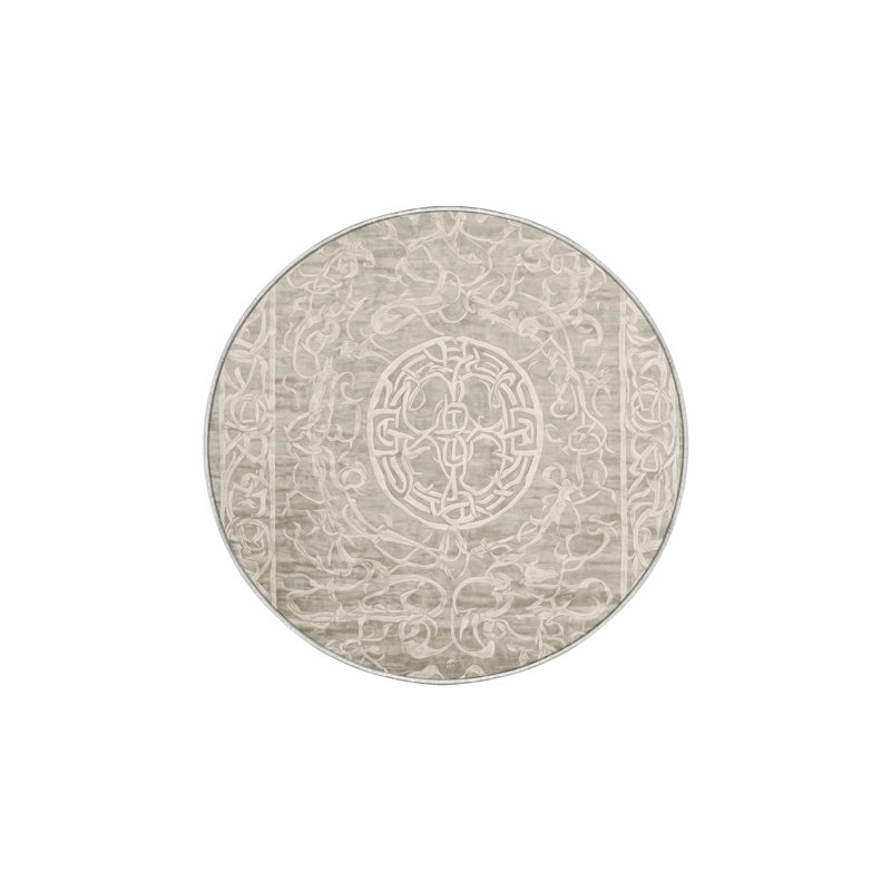 Machine Washable Beige Area Rug, Round 3'
