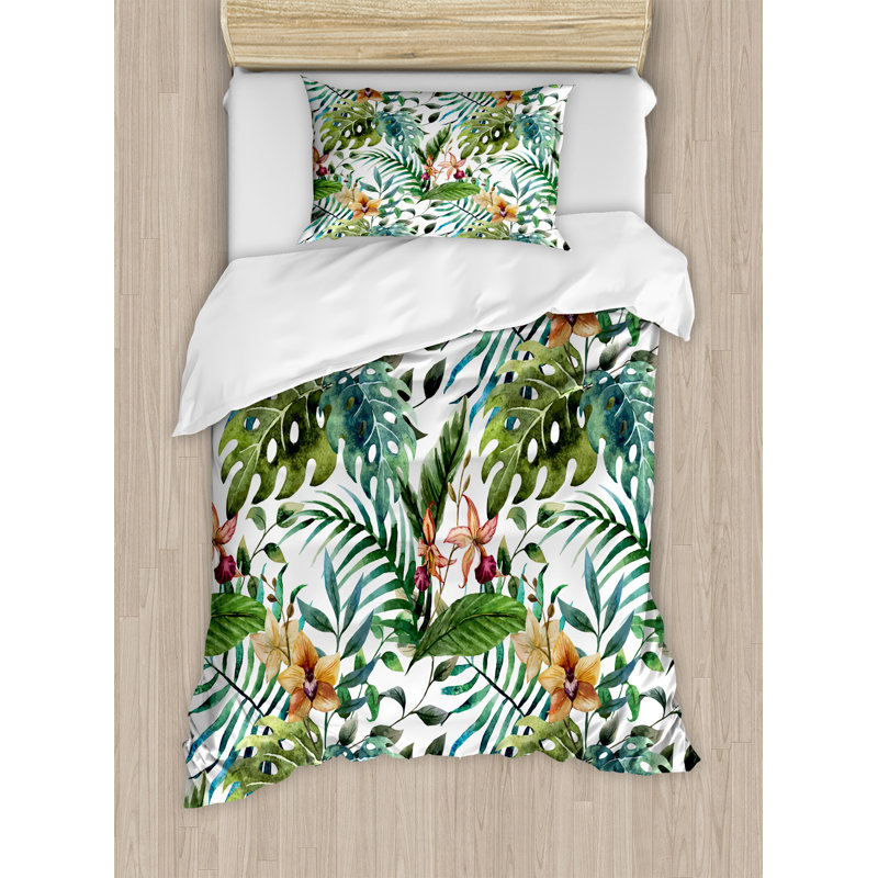 Traditional Polyester Floral Duvet Cover, Twin