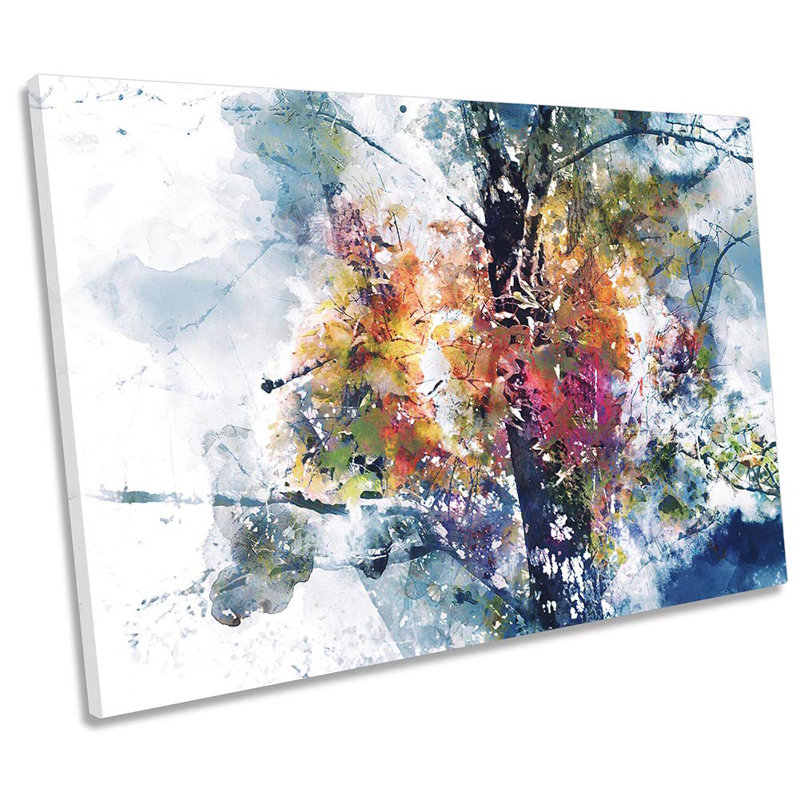 Grunge Floral Abstract Tree - Wrapped Canvas Print, 61cm H x 91.4cm W x 4cm D