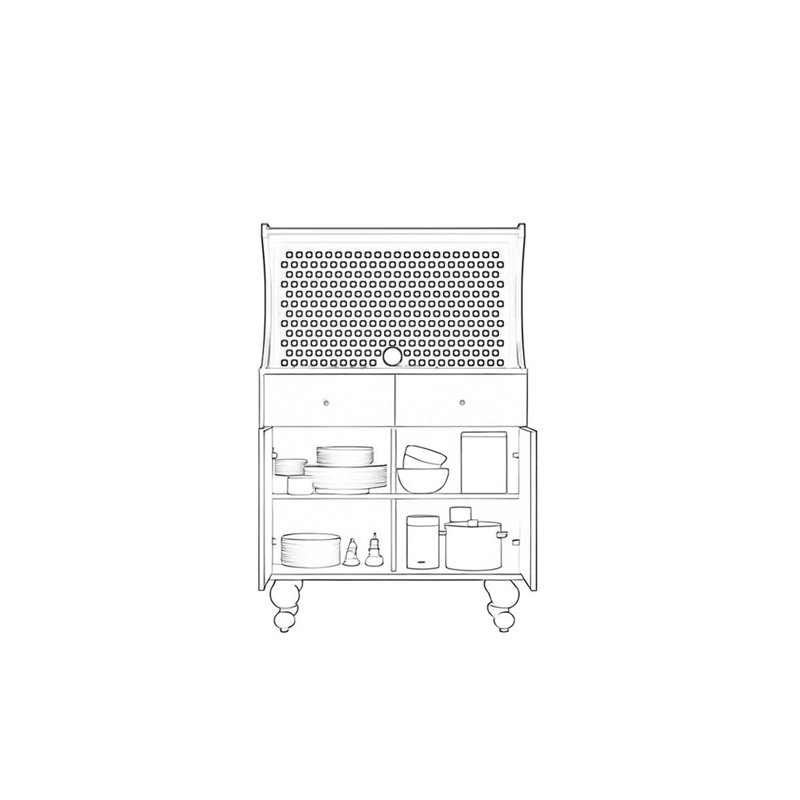 Modern multi-functional art retro accent cabinet, Ivory White