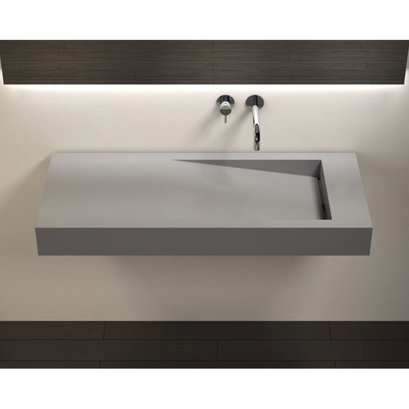 Badeloft 47.2" x 19.6" Rectangular Stone Resin Wall Mounted Bathroom Sink WT-05-B-MGRY in Matte Gray