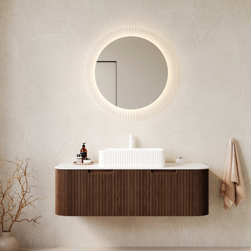 Meuble-lavabo de salle de bain avec lavabo rectangulaire, armoire de salle de bain murale avec 2 tiroirs de rangement