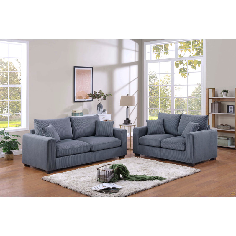 Ensemble de canapé 2 pièces 1X, Gris foncé