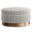 Modern Black and White Houndstooth Round Solid Wood Storage Ottoman