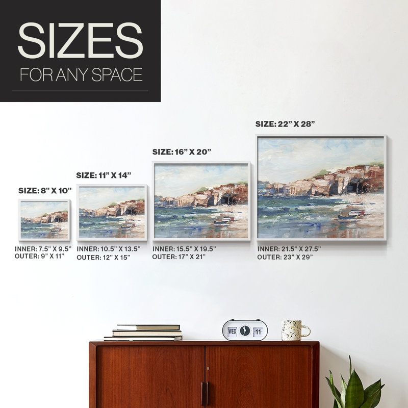 Étude Sea Cliff II - impression encadrée - réaménageable, H 8 po x l 10 po, Blanc