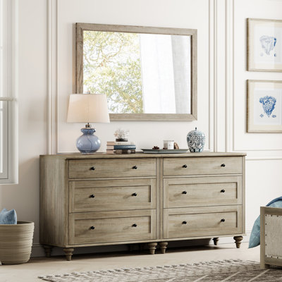 Scarlett Dresser For Bedroom With 6 Drawers, Mid Century Modern Wooden Closet Storage Organizer