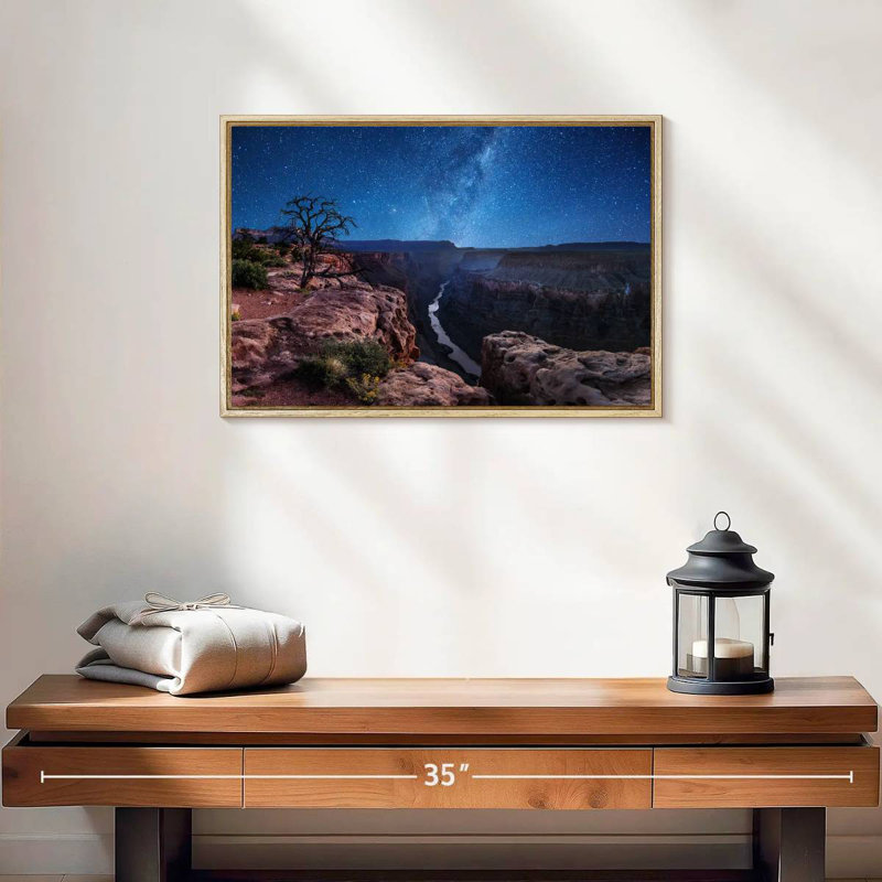 Nuit étoilée du Grand Canyon, Cadre flottant en bois naturel, 19 po x 13 po