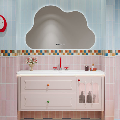 Nordic style simple cute bathroom cabinet