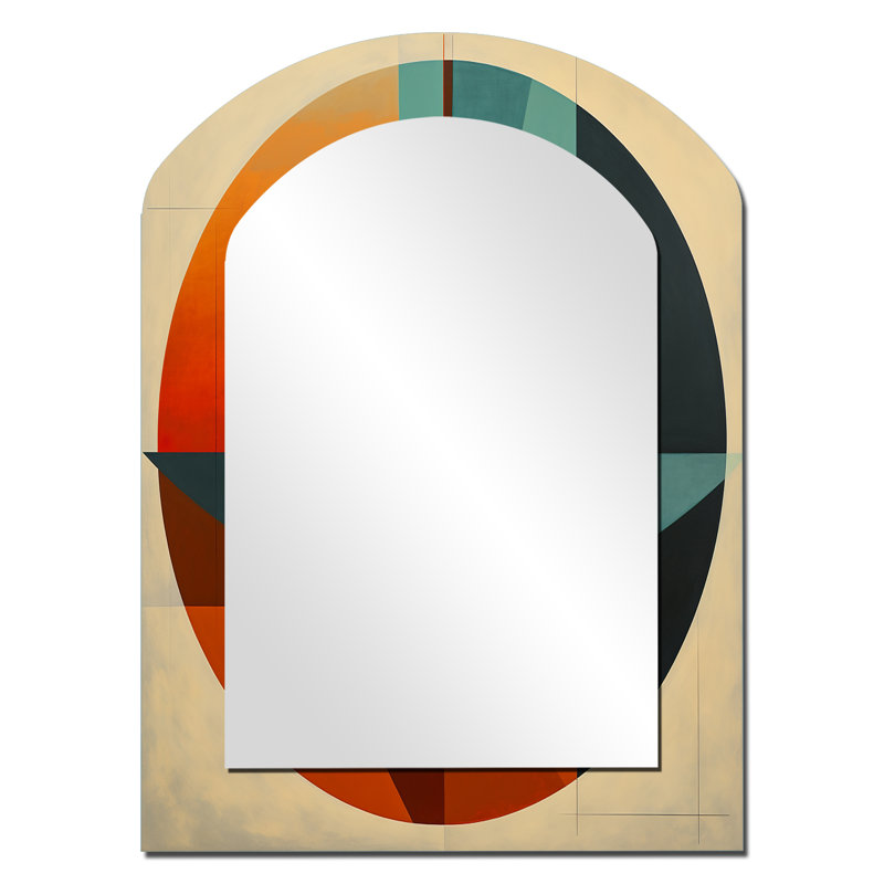 Odyssey Midcentury Retro Abstract Geometrics III - Miroir asymétrique moderne Mid-Century, 34 po x 25 po