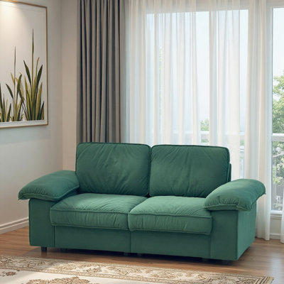 Velvet Compact Sofa With Hidden Storage, 2-Seater Loveseat Space-Saving Couch For Small Apartment And Studio Living