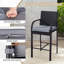 Ensemble de 3 chaises de patio en osier et table carrée avec structure en métal robuste