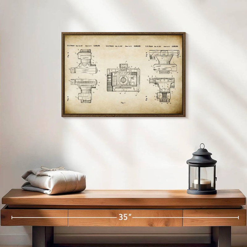Automatic Focus Camera Patent, 19" X 13", Floating Frame Walnut