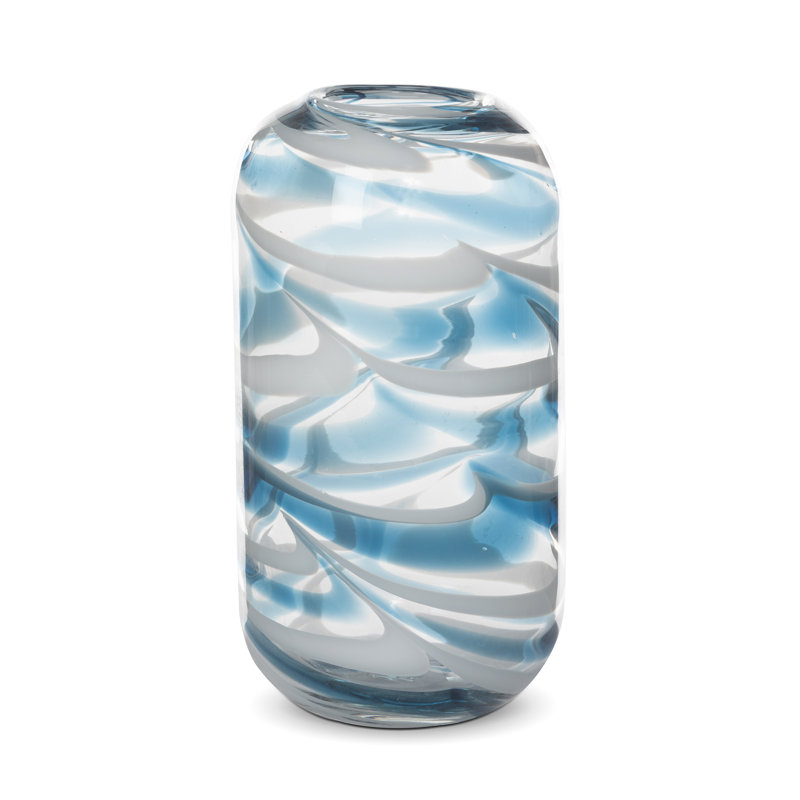 Ocean Glass Vase, Swirl Blue